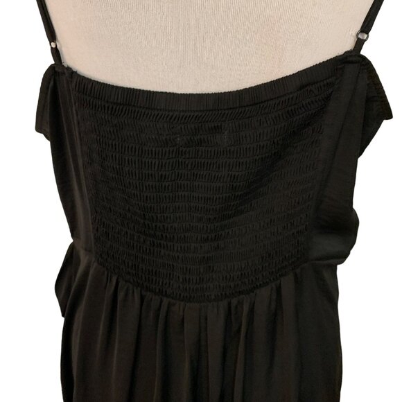 Express Black Ruffle Tie Wrap Dress XL Petite Sleeveless Spaghetti Strap Smocked - Picture 13 of 13